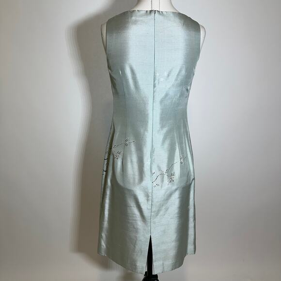 Ann Taylor 100% Silk Mint Green Floral Sleeveless Sheath Dress Womens Size 2 - Picture 6 of 12